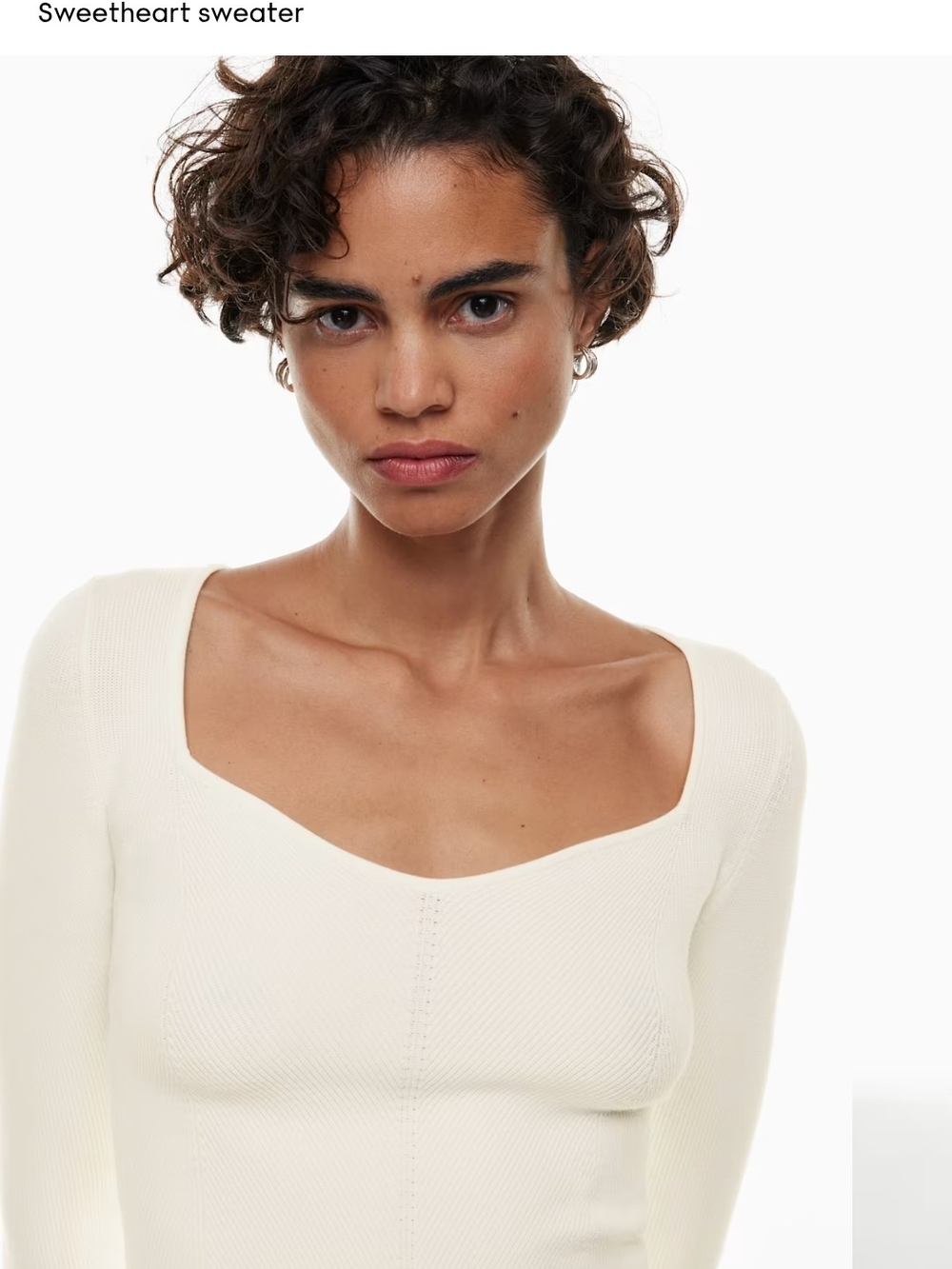 Aritzia Light Birch Tuscany Ribbed V-Neck Top